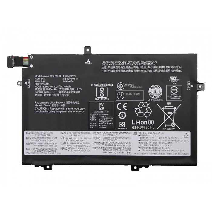 RETRO Lenovo ThinkPad L480, L580, 01AV464, L17M3P53 Notebook Bataryası RETRO Lenovo ThinkPad L480, L580, 01AV464, L17M3P53 Notebook Bataryası